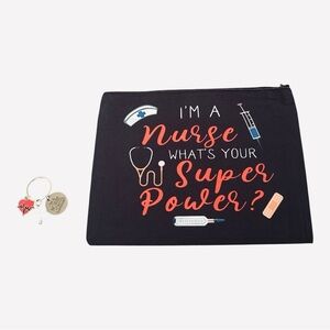 Nurse Tote Bag & Keychain Gift Set – “I’m a Nurse, What’s Your Superpower?”